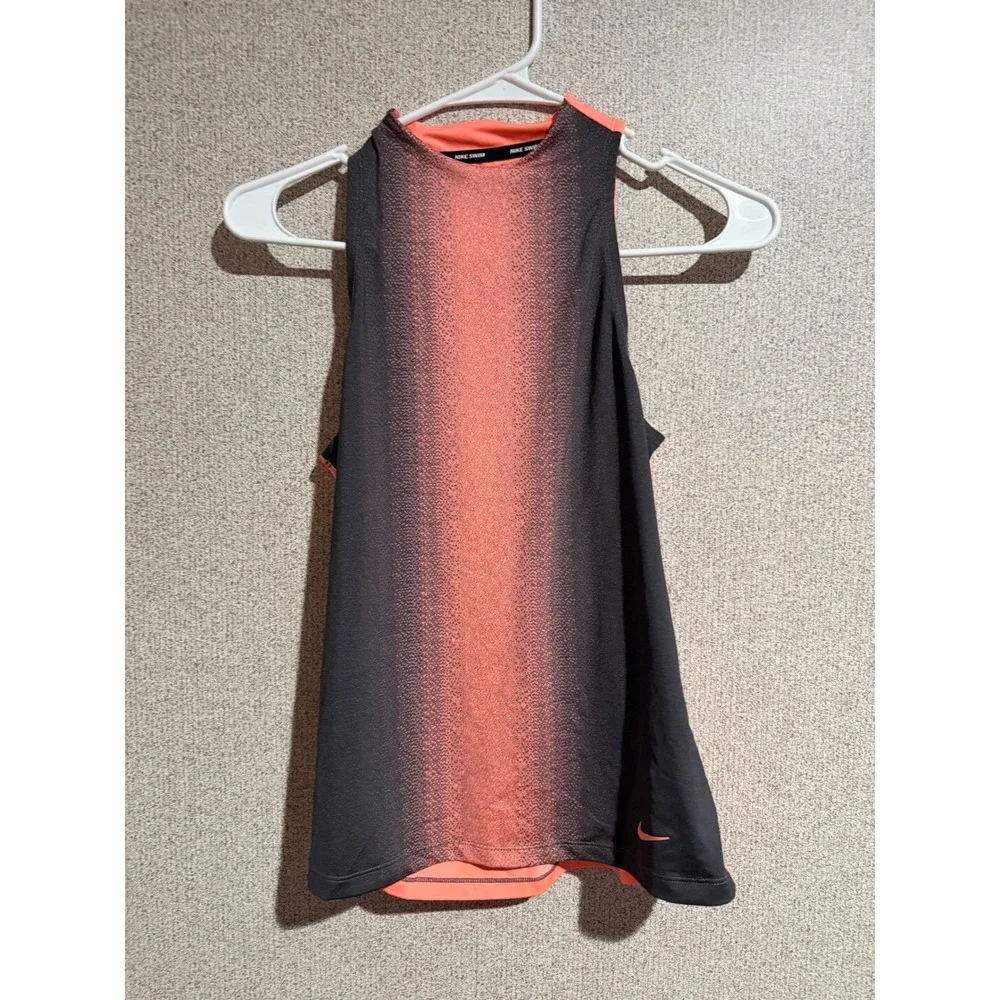Nike Swim Womens Ombre High Neck Tankini Top Black Coral NESS8334 XS